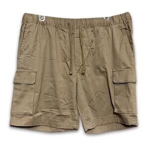 Abound Shorts Cargo Pockets Drawstring Elastic Waistband Tan/Khaki Men's L NWT